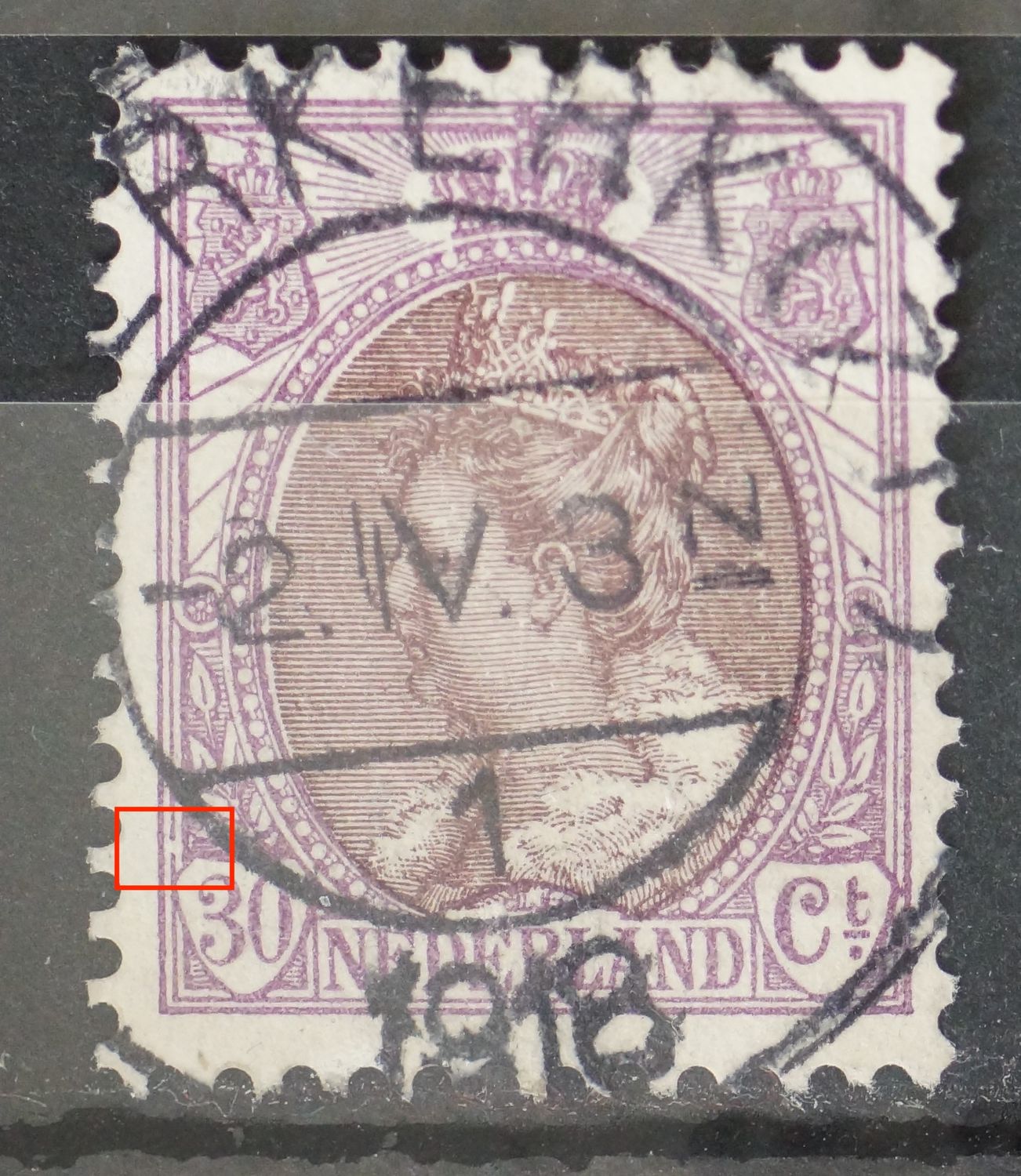 NVPH 72 - breuk in kaderlijn links, onder NVPH 72 - breuk in kaderlijn links, onder