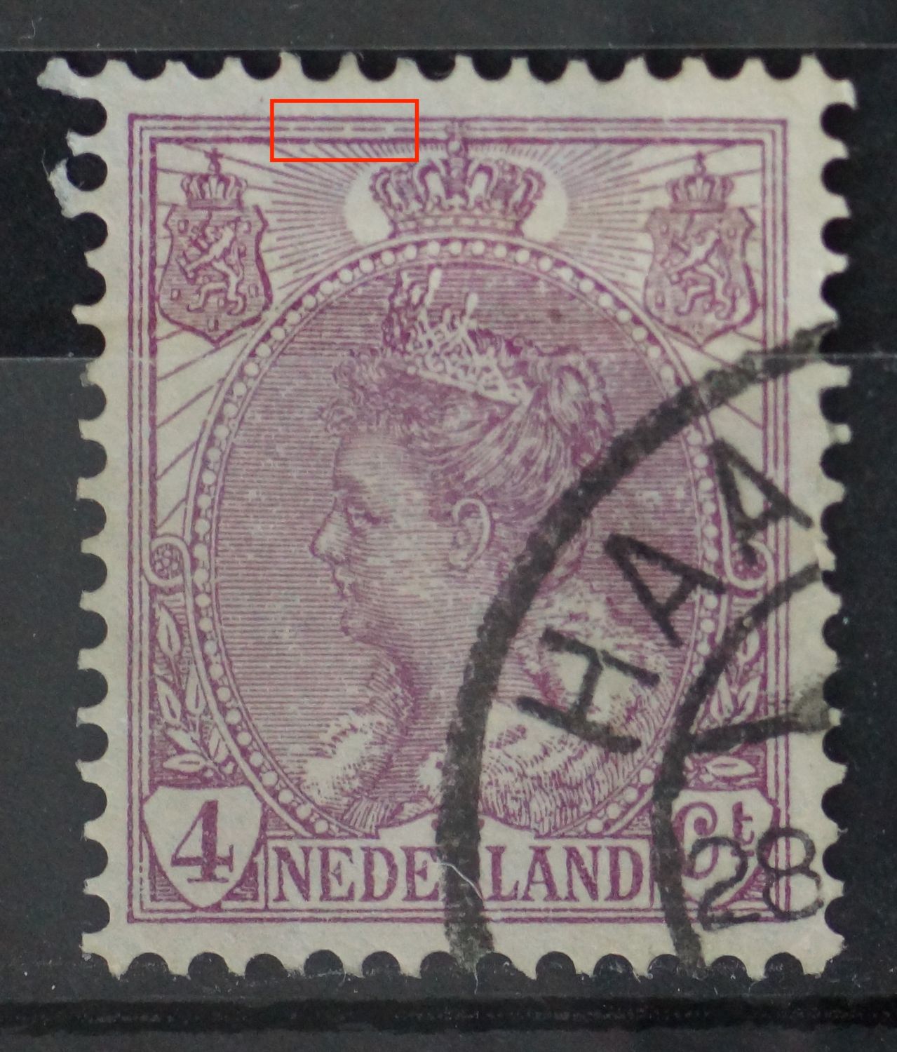 NVPH 58 - o.a. breuken in kaderlijn boven NVPH 58 - o.a. breuken in kaderlijn boven