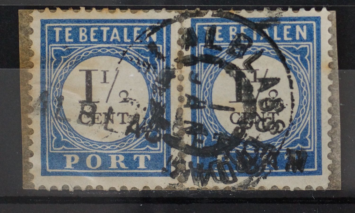 Alblasserdam op NVPH 15 (paar), tevens kantoornaamstempel Alblasserdam