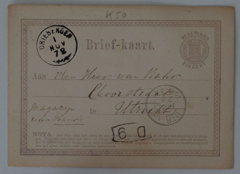 Takjestempel Driebergen op nette briefkaart. Takjestempel Driebergen op nette briefkaart.