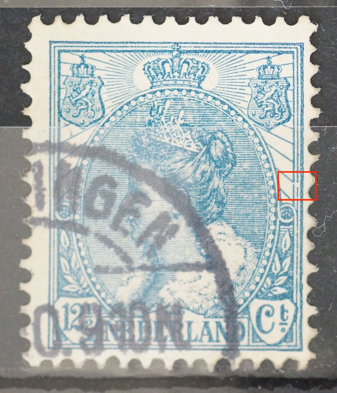 NVPH 63 - breuk in kaderlijnen rechts NVPH 63 - breuk in kaderlijnen rechts