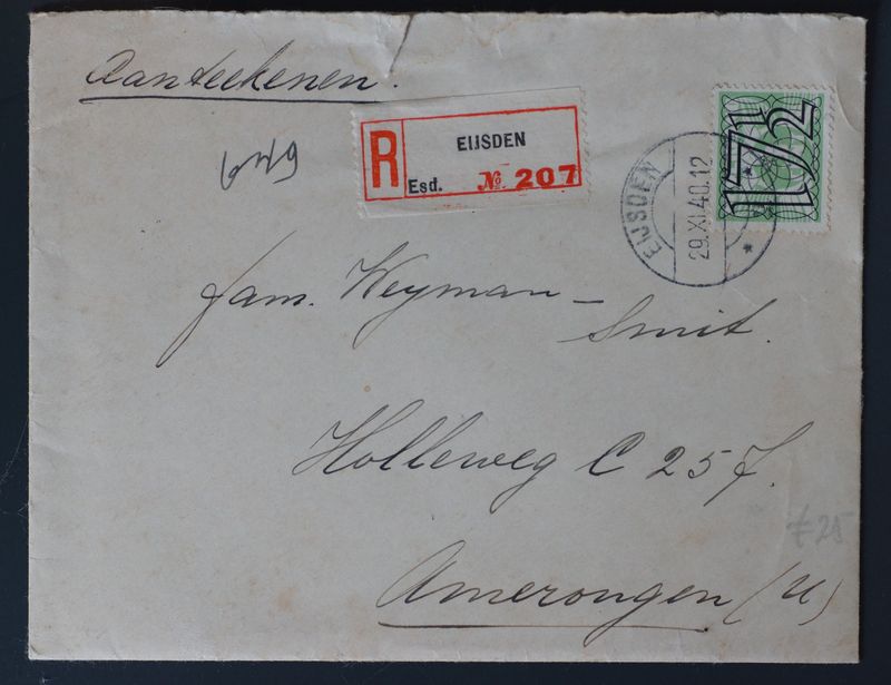 Eijsden 2 op NVPH 361, op aangetekende complete brief Eijsden 2 op NVPH 361, op aangetekende complete brief