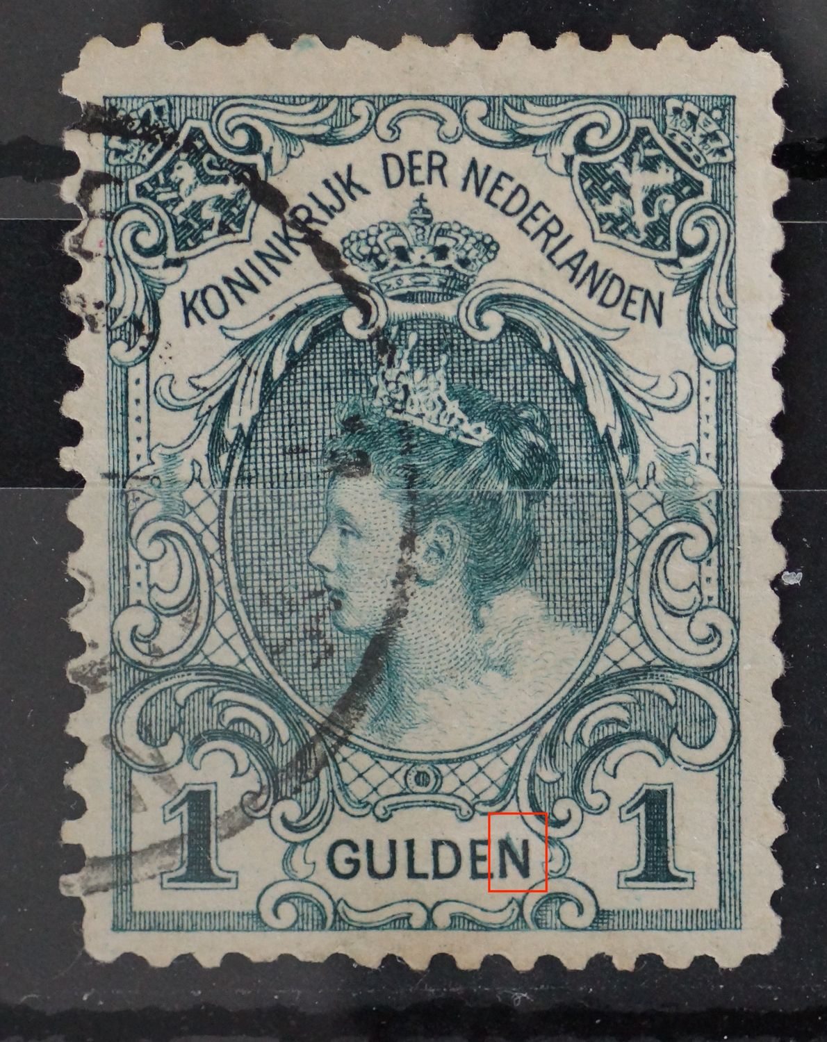 NVPH 77 - diagonala groene streep in de N van GULDEN
