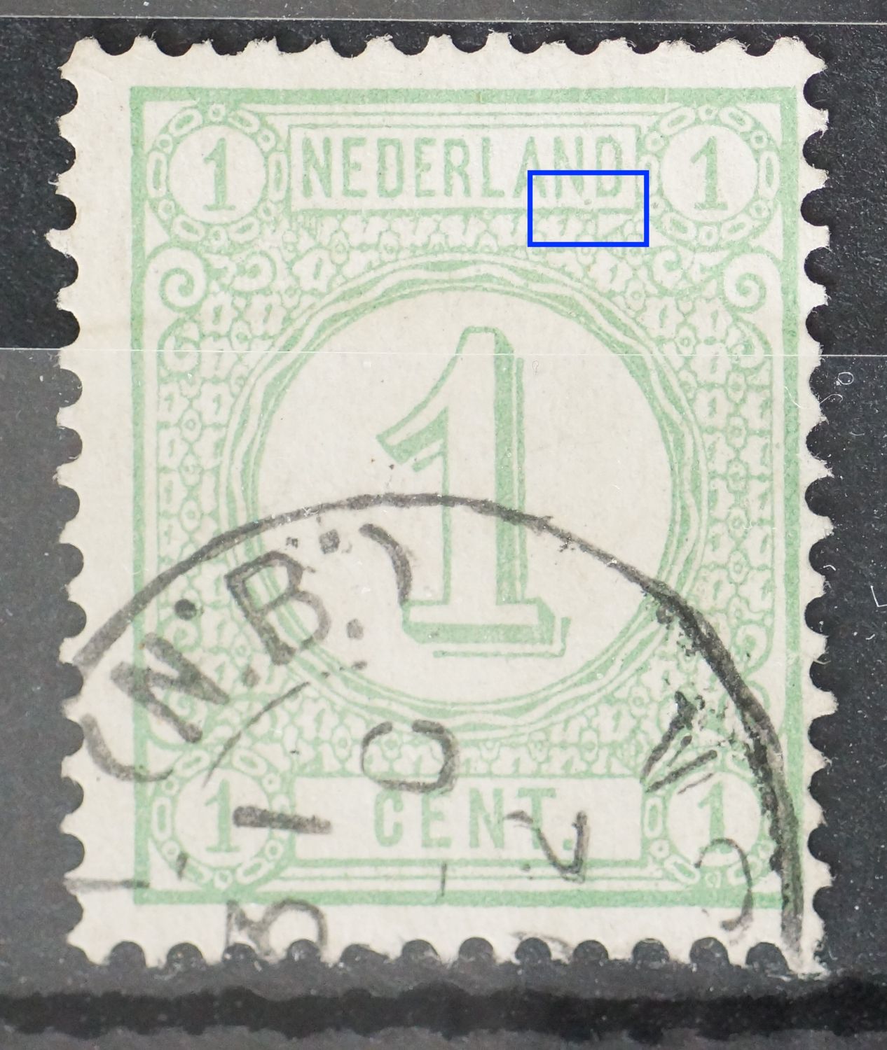 NVPH 31 - groene punt onder ND van NEDERLAND