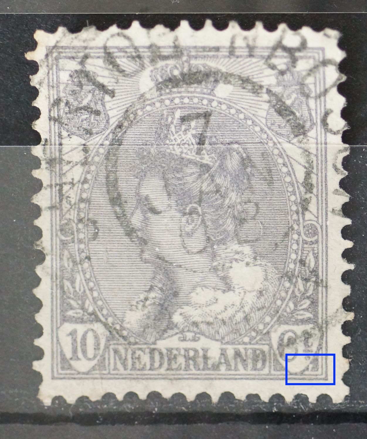 NVPH 62 - driehoekige witte vlek rechtsonder Ct.