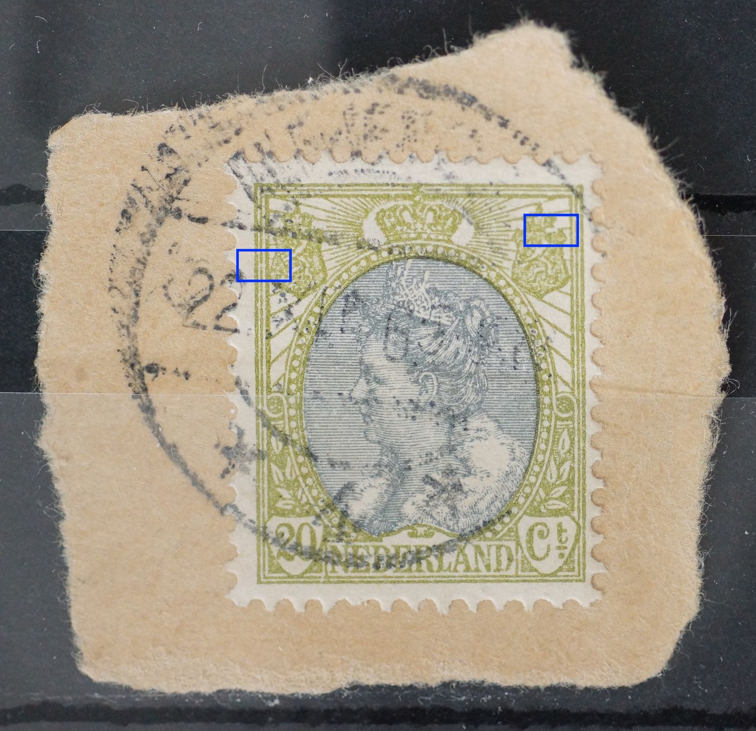 NVPH 69 - o.a. witte vlek bovenin rechter wapenschild