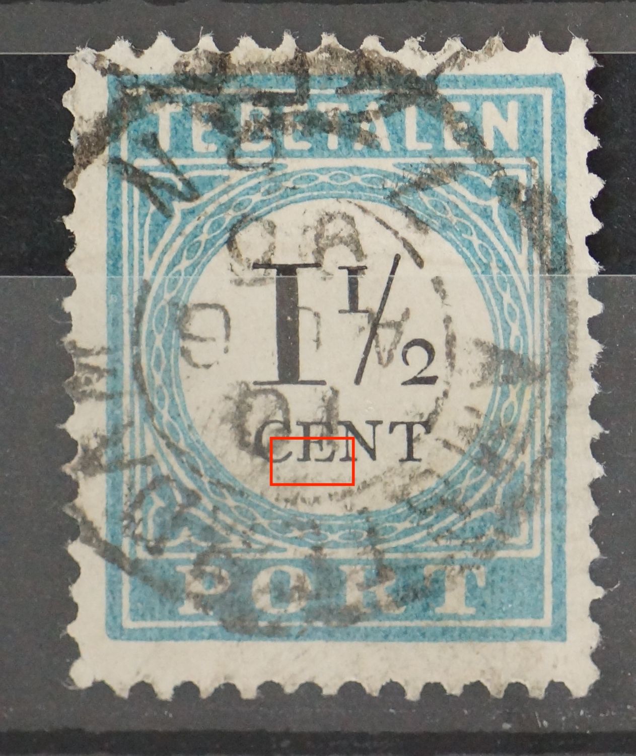 NVPH P4 - breuk onderin de E van CENT