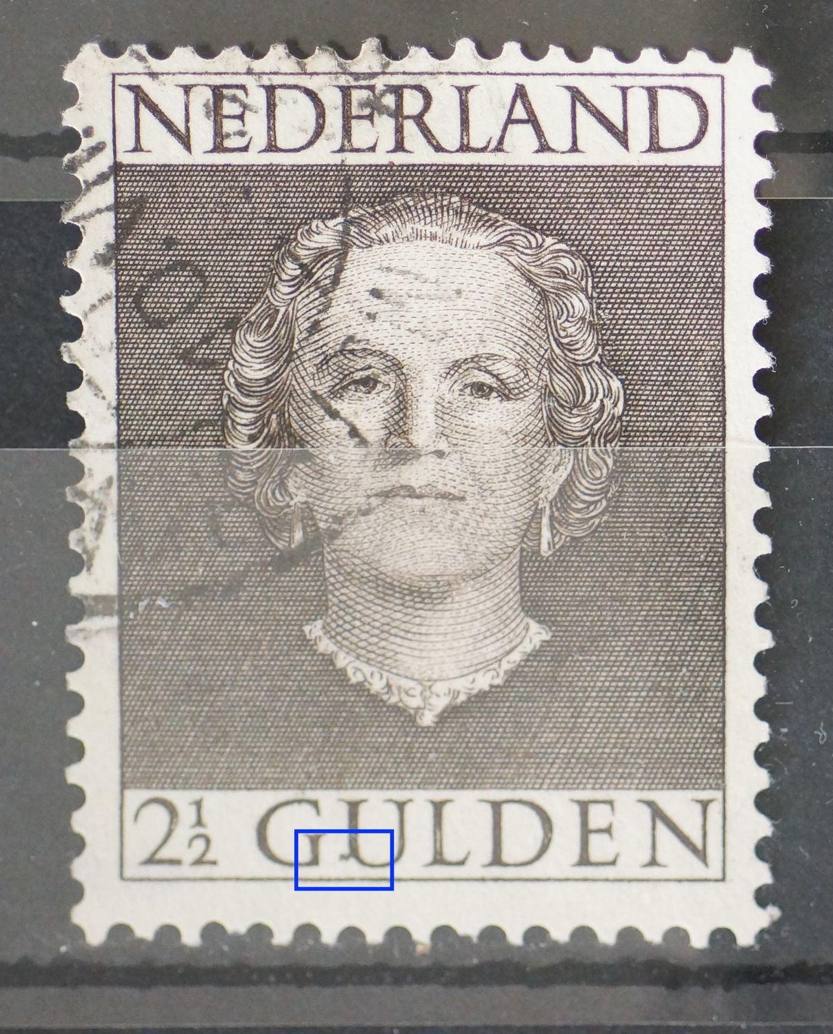 NVPH 535 - grijze vlek bij de U van GULDEN