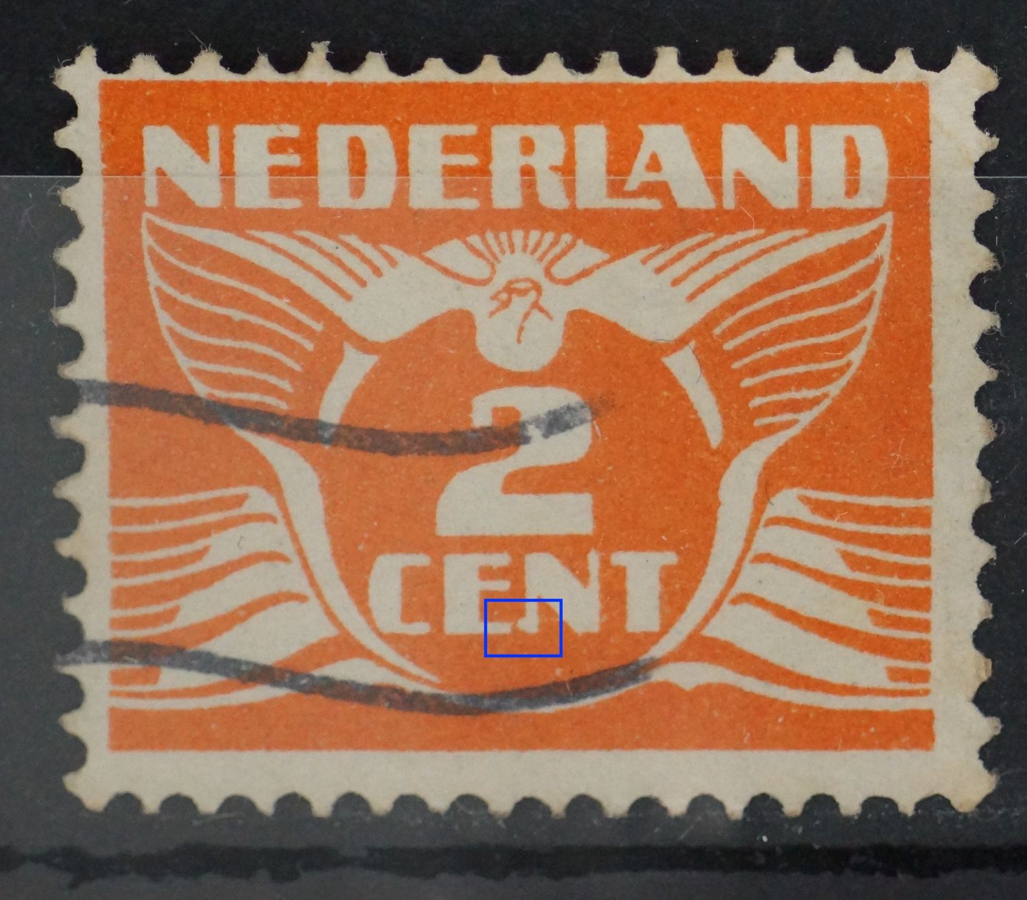 NVPH 145 - witte vlek linksonder aan de N van CENT