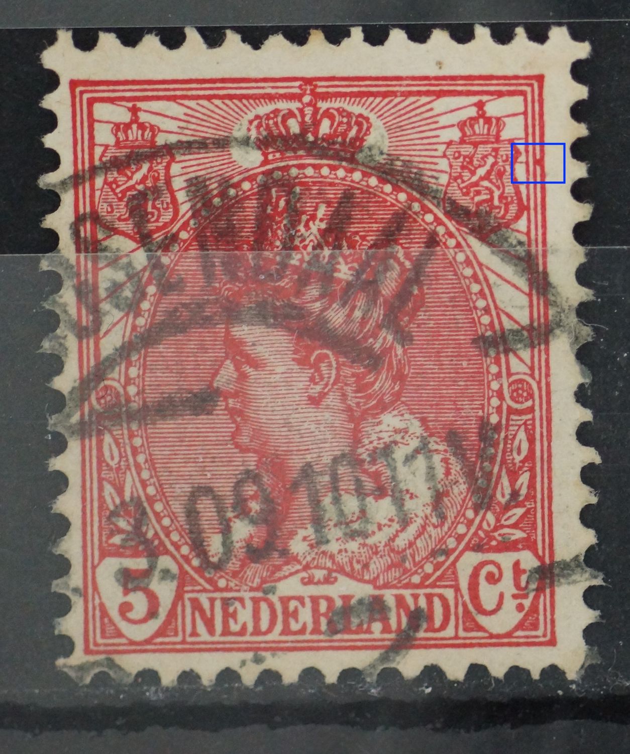 NVPH 60 - rode punt tussen kaderlijnen rechts