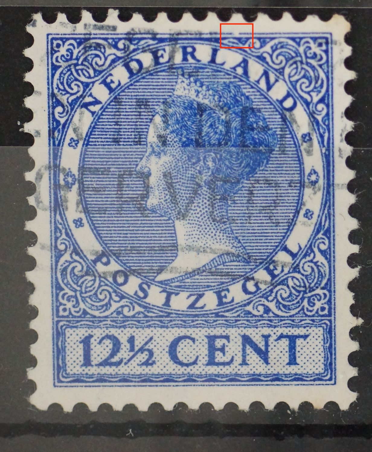 NVPH 185 - breuk in kaderlijn boven NVPH 185 - breuk in kaderlijn boven