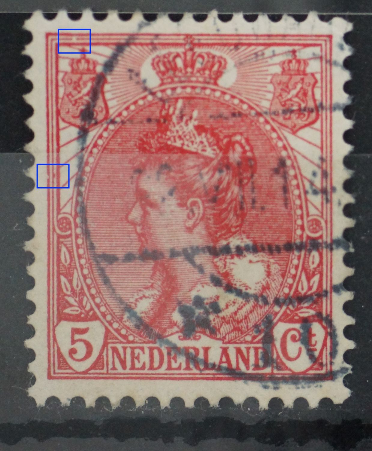 NVPH 60 - o.a. breuk in kaderlijn boven, links