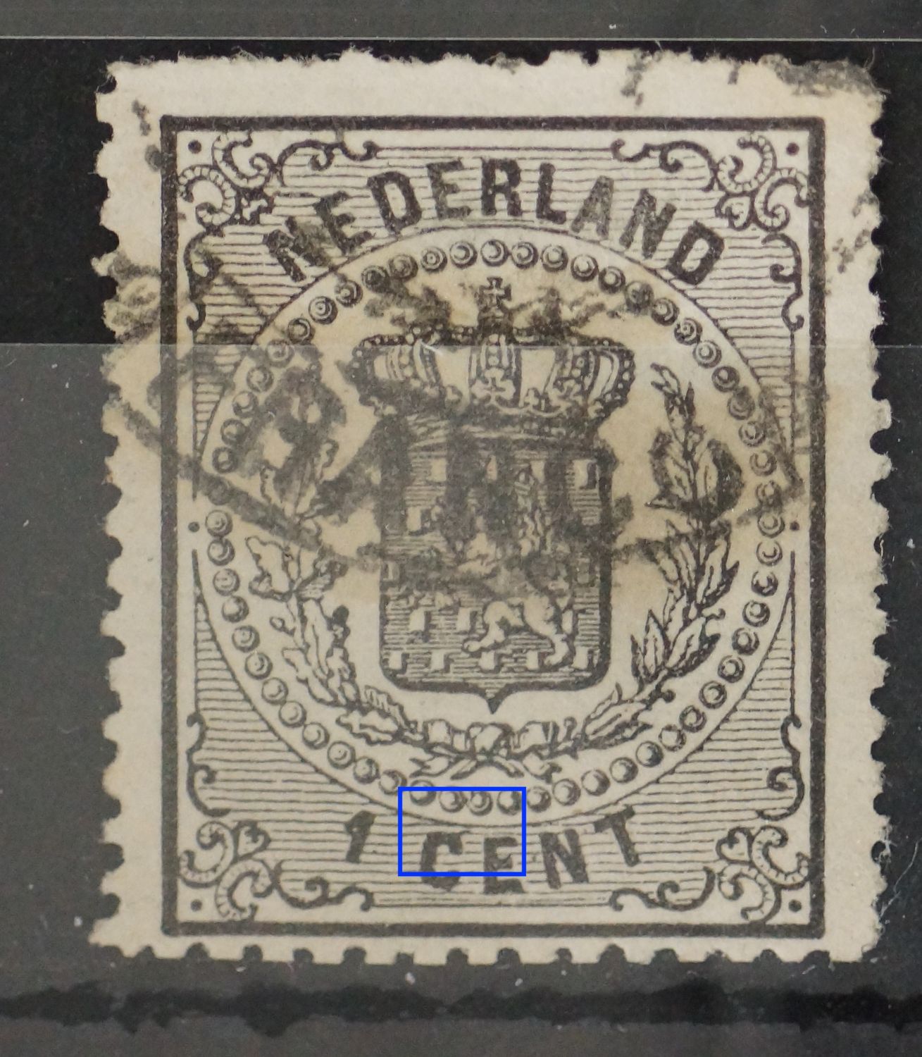 NVPH 14 - o.a. zwarte streep (accent) op de C van CENT