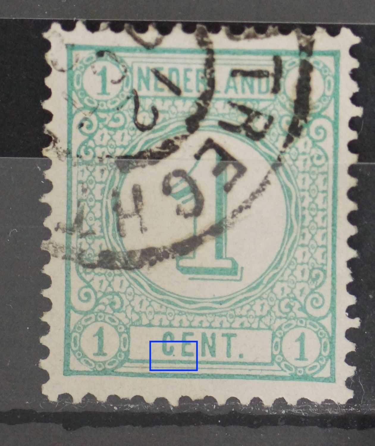 NVPH 31 - groene punt na de C van CENT NVPH 31 - groene punt na de C van CENT