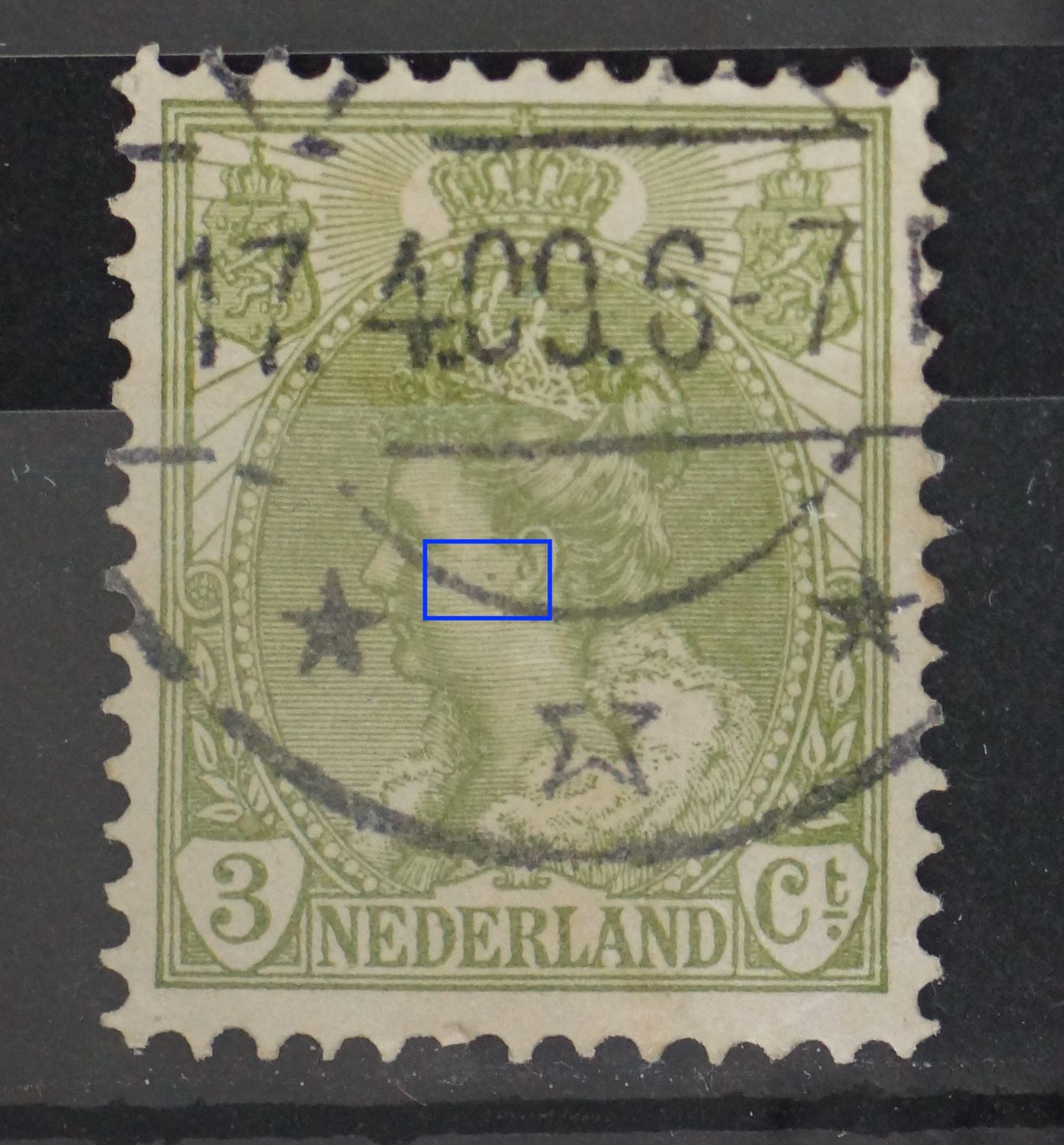 NVPH 57 - groene punt op wang