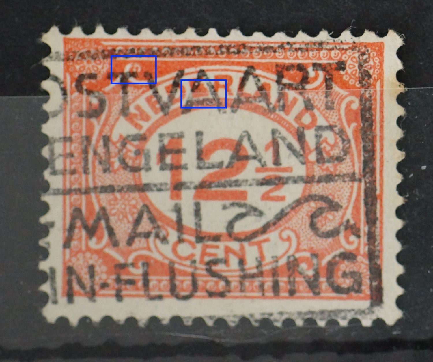 NVPH 108 - grote rode vlek in de 2e E van NEDERLAND