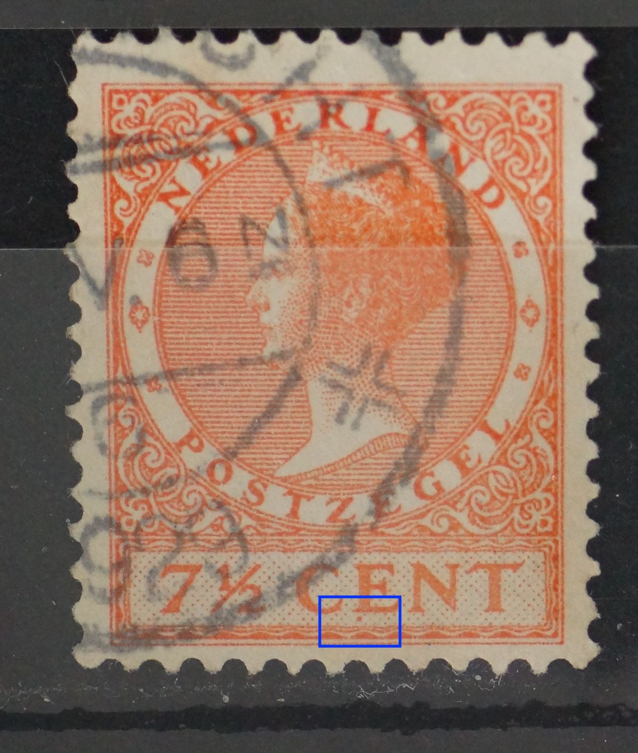 NVPH 180 -oranjerode punt onder de E van CENT