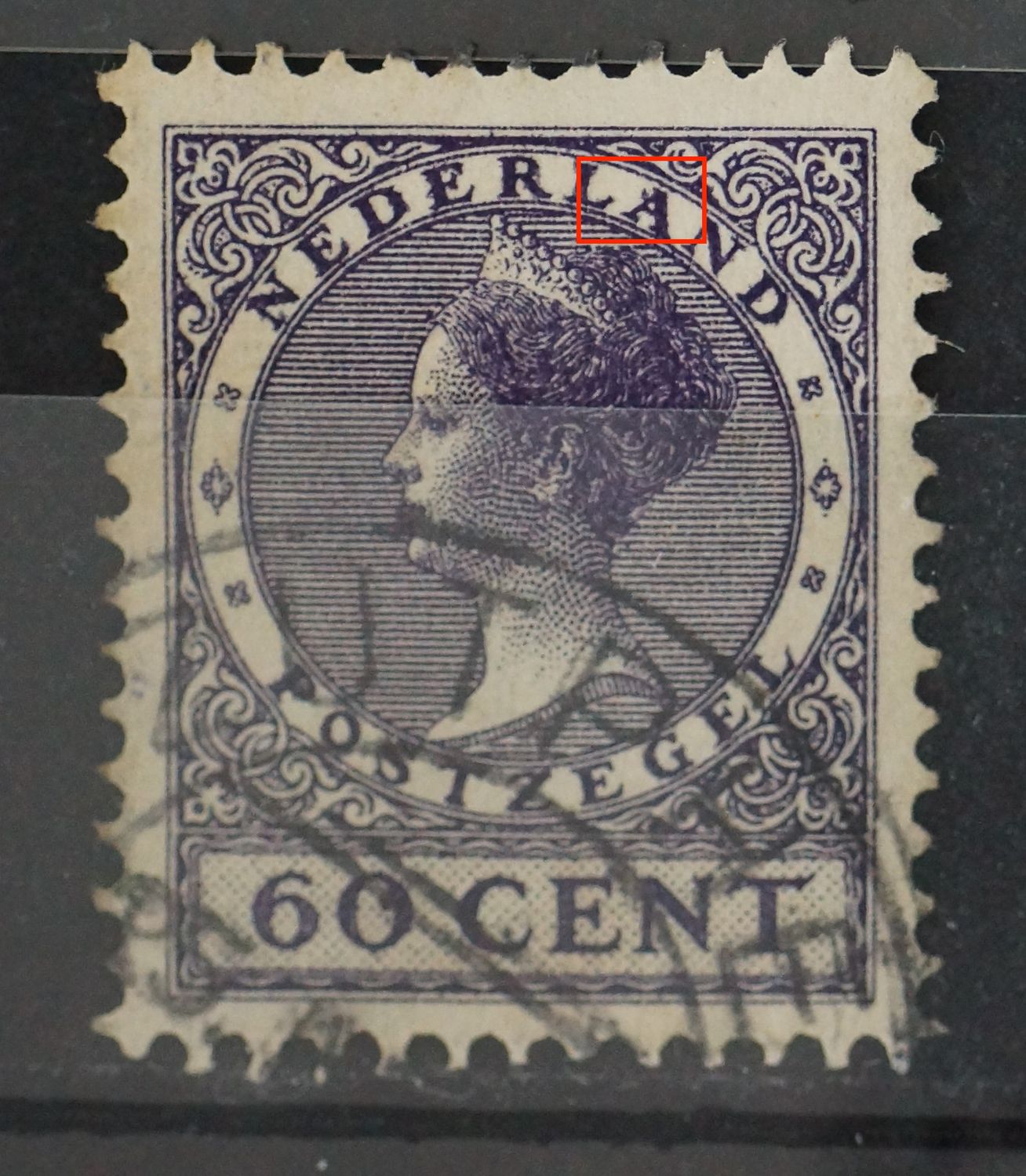 NVPH 162 - violette vlek bij de A van NEDERLAND
