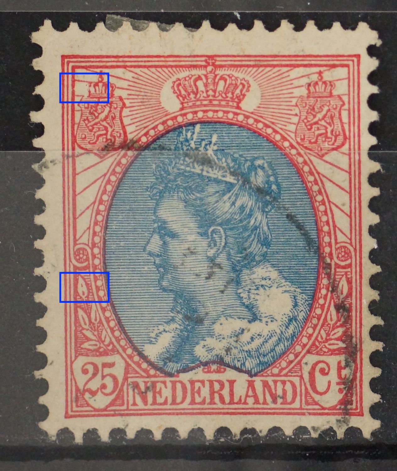 NVPH 71 - o.a. breuk in nerf bovenste blad links