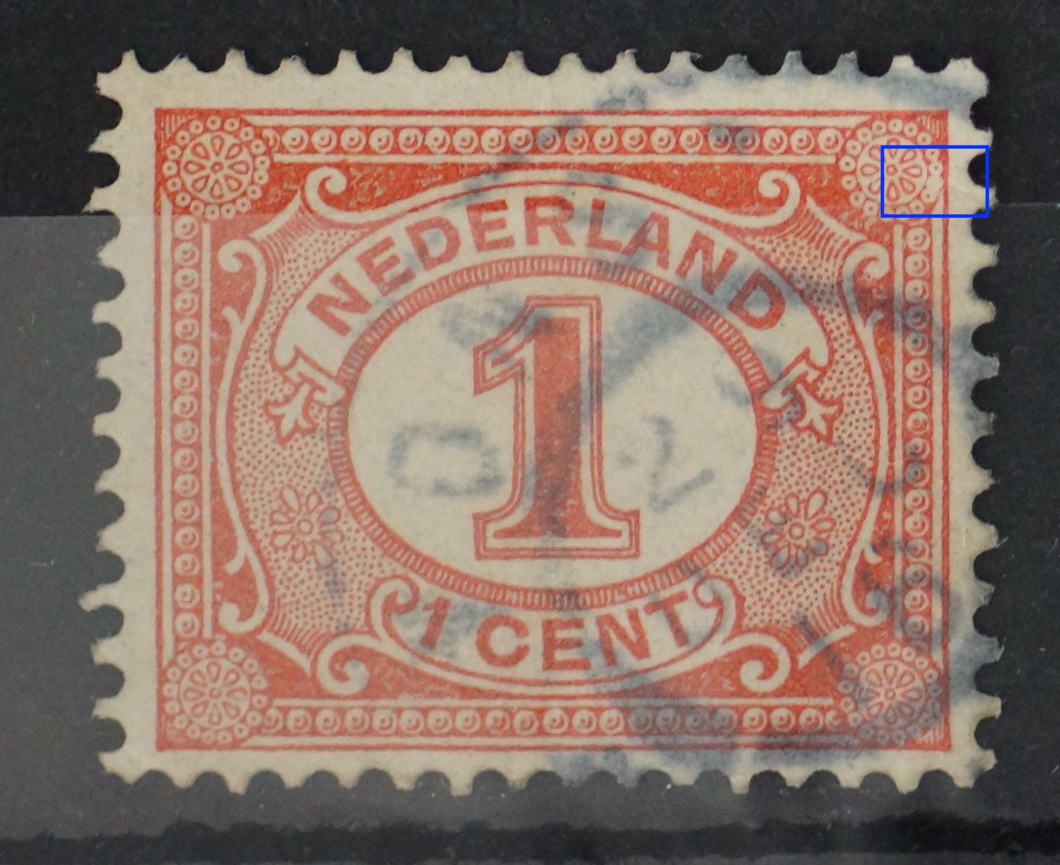 NVPH 51 - witte vlek in rozet rechtsboven NVPH 51 - witte vlek in rozet rechtsboven