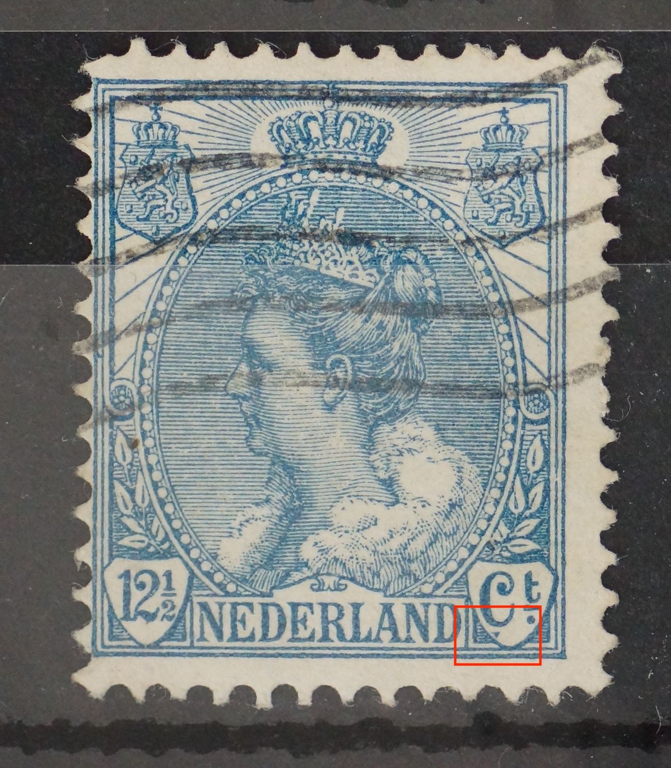 NVPH 63 - blauwe vlek onder de C van Ct.
