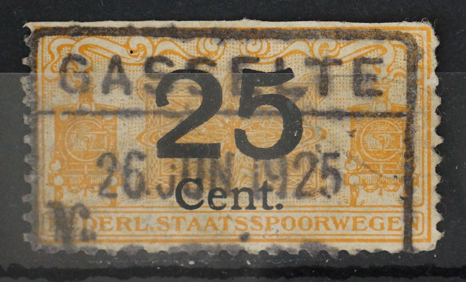 Spoorwegstempel Gasselte op spoorwegzegel 25  cent