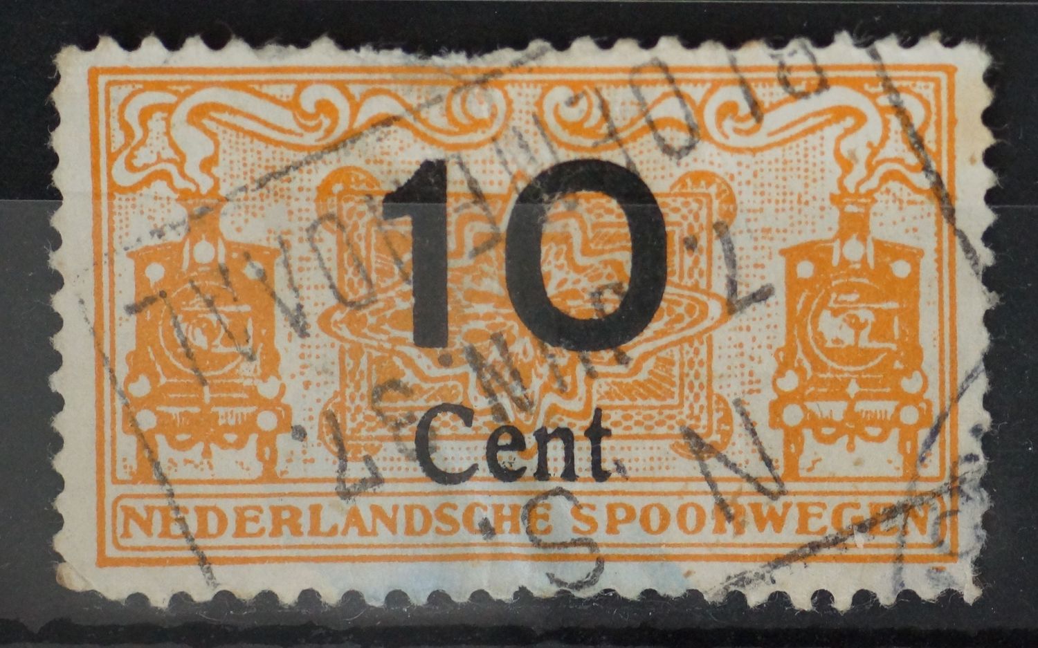 Spoorwegstempel Bloemendaal. op spoorwegzegel 10 cent
