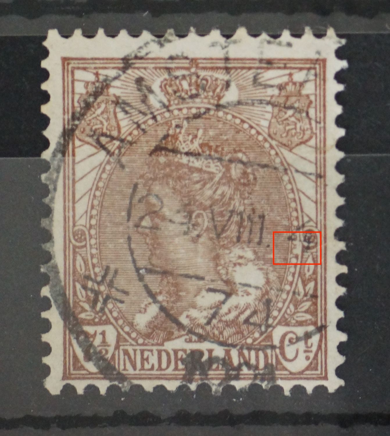 NVPH 61 - witte vlek in parelrand rechts
