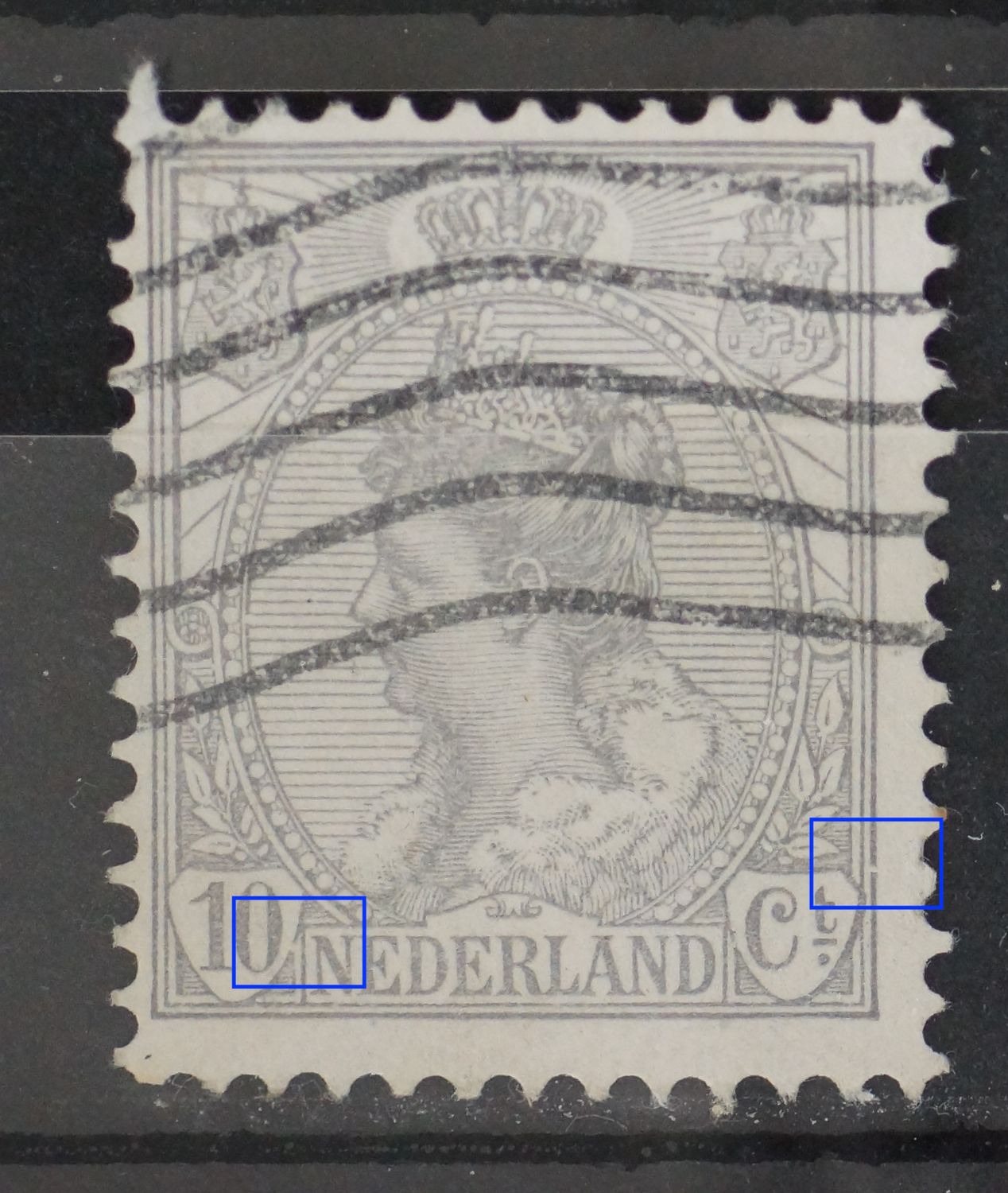 NVPH 81 - o.a. breuk in kaderlijn rechts, pnder NVPH 81 - o.a. breuk in kaderlijn rechts, pnder