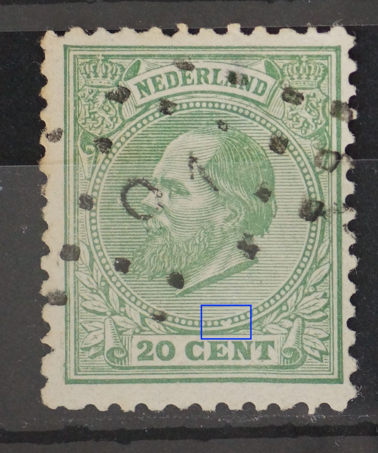 NVPH 24 - witte vlek in parelrand odner