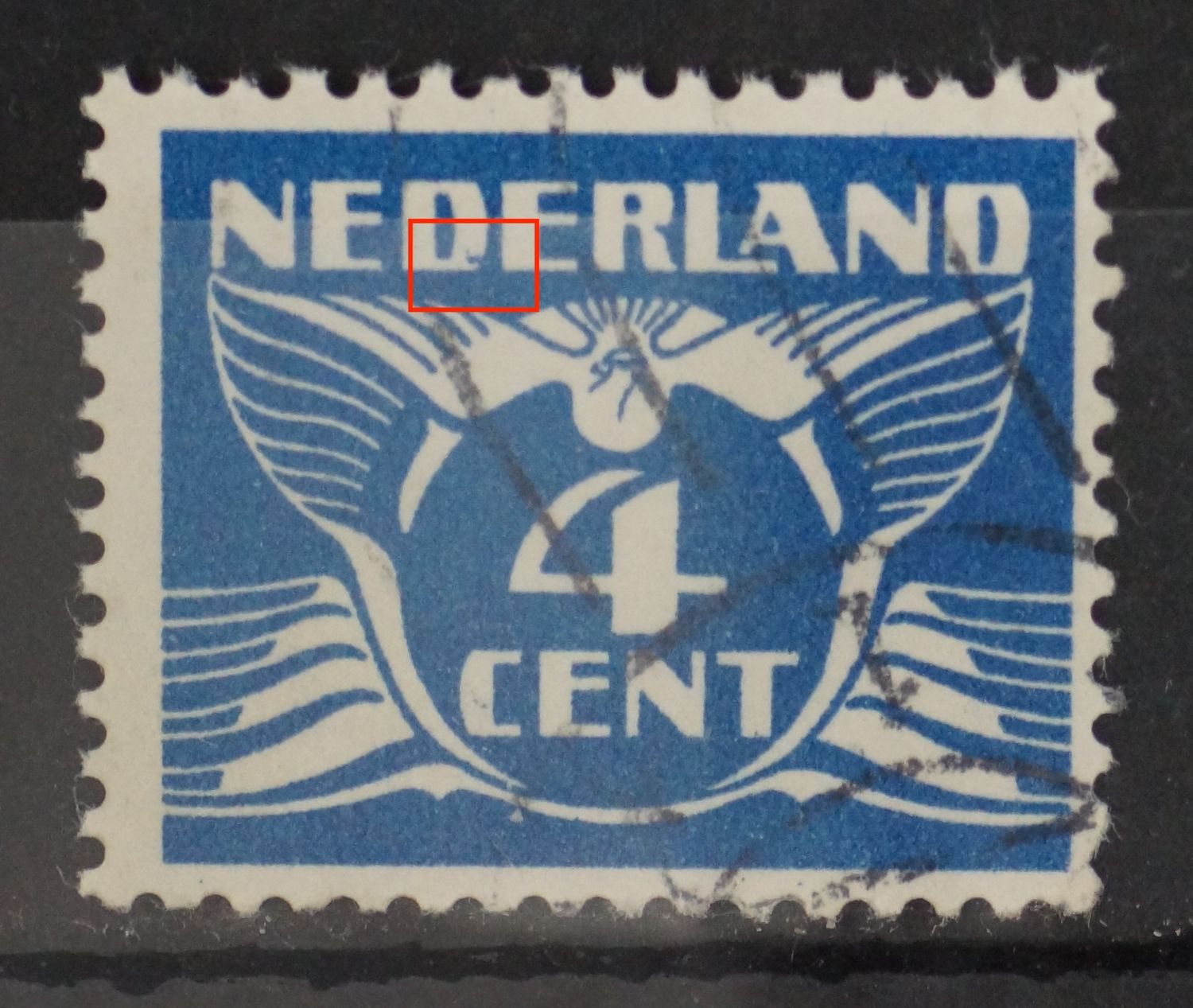 NVPH 176 - blauwe vlek in de 1e D van NEDERLAND