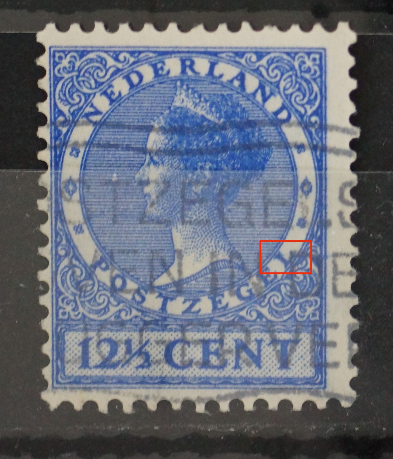 NVPH 185 - blauwe kras in de L van POSTZEGEL