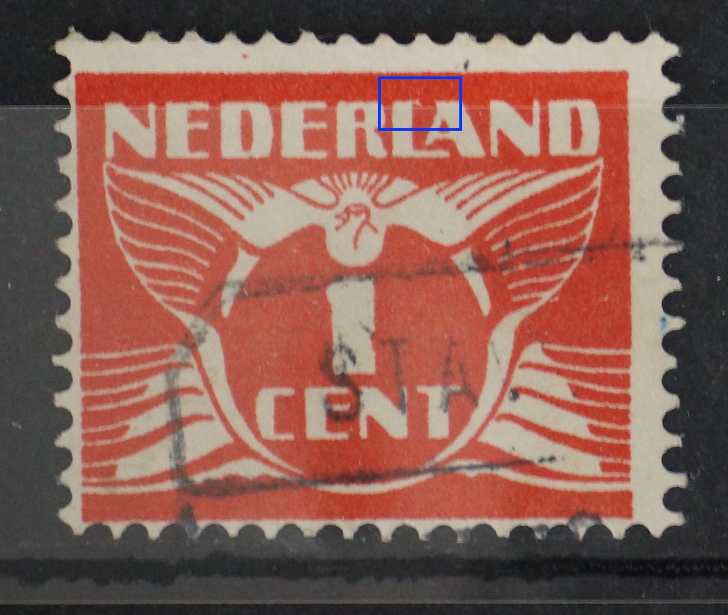 NVPH 170 - witte kras bovenaan de L van NEDERLAND