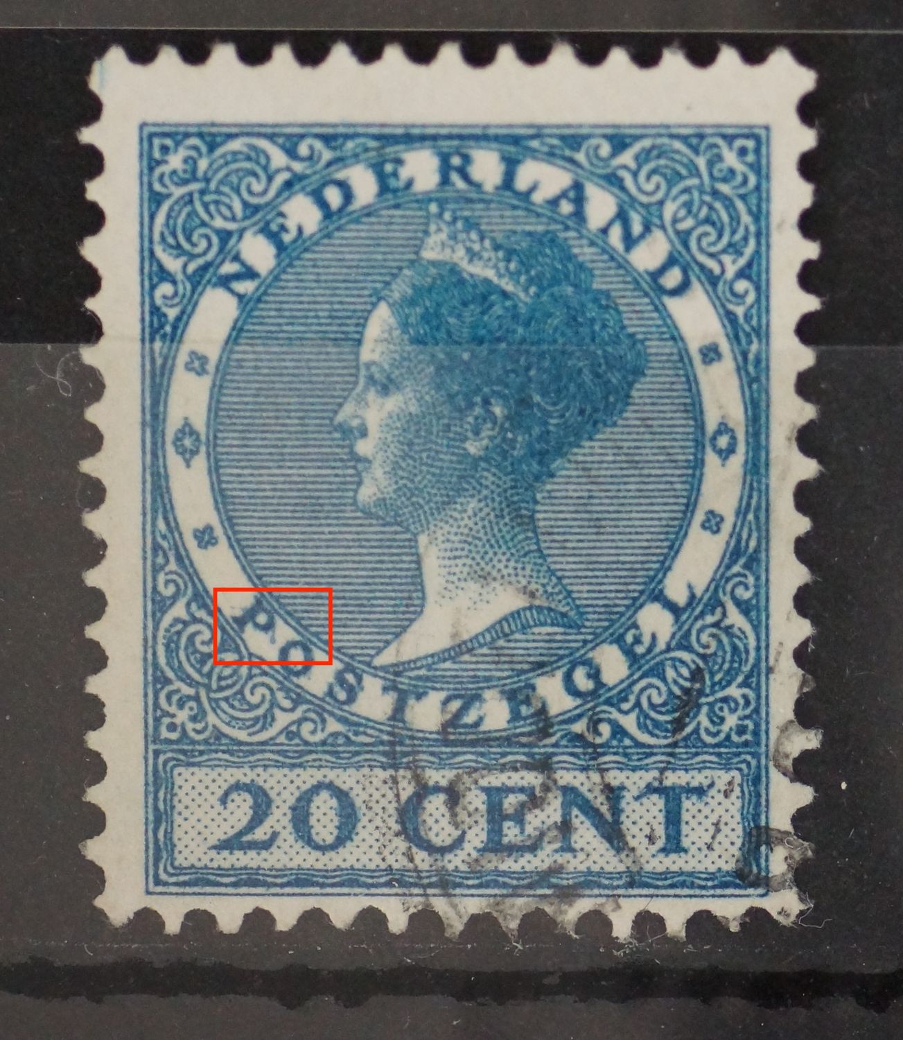 NVPH 188 - o.a. blauwe kras door de P van POSTZEGEL