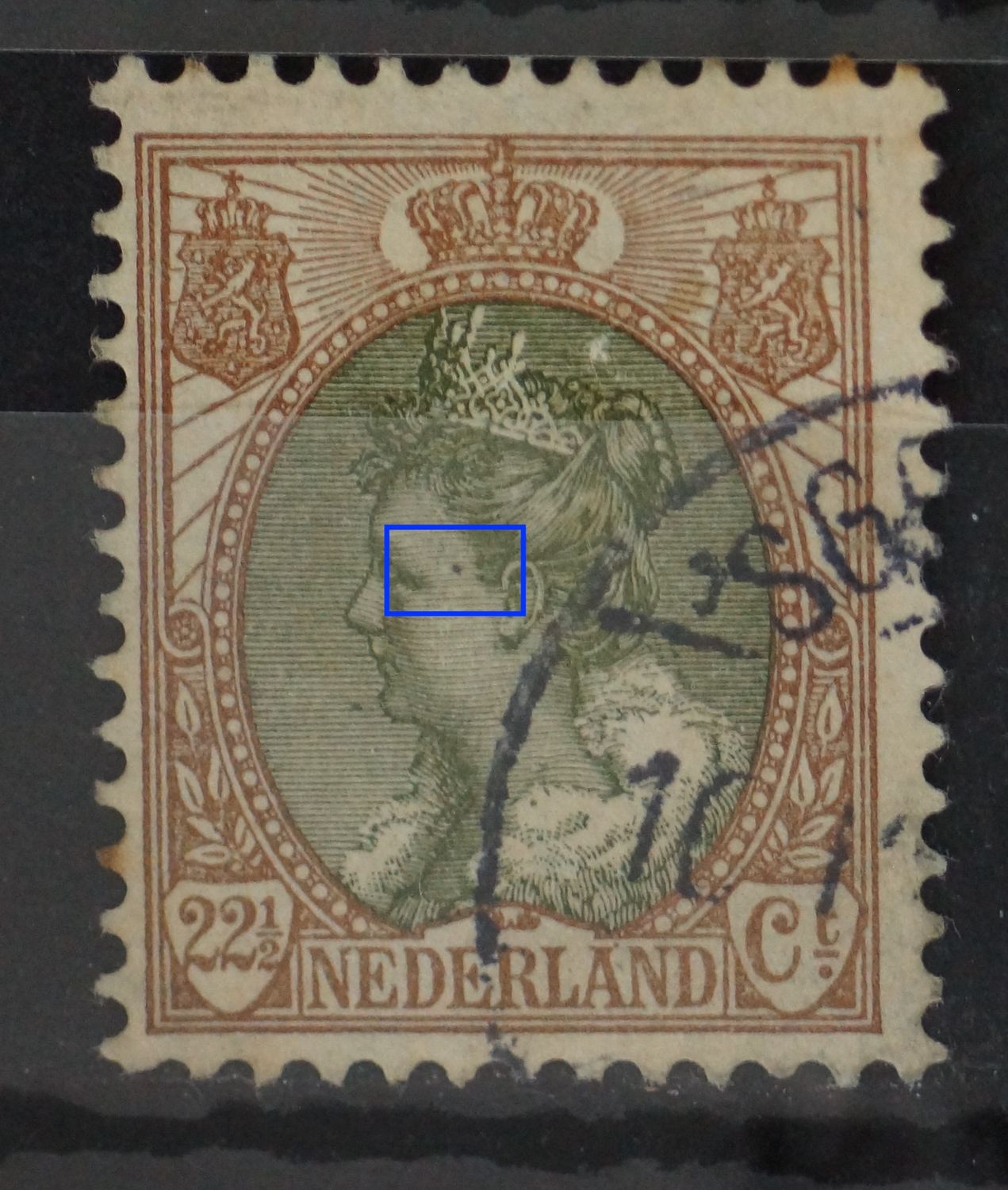 NVPH 69 - groene punt op de wang NVPH 69 - groene punt op de wang