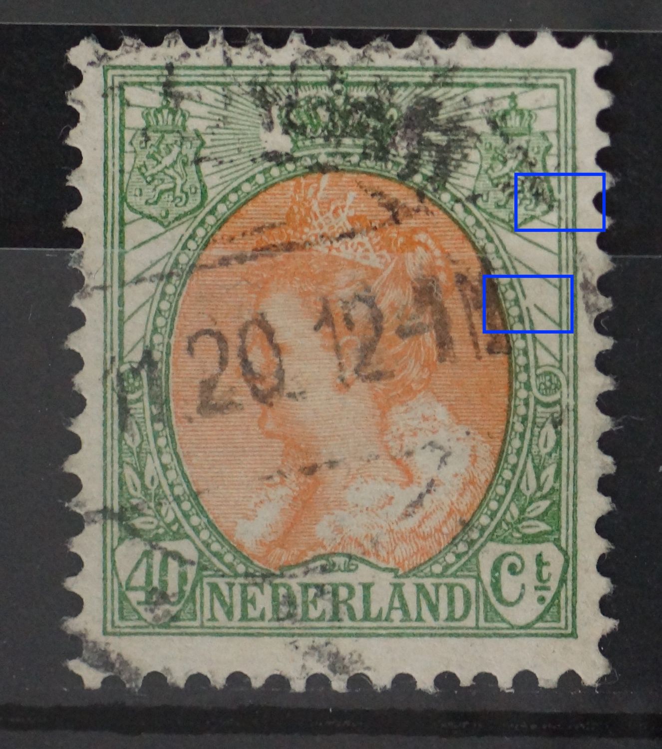 NVPH 73 - o.a. breukin rand medaillon en straal, rechts