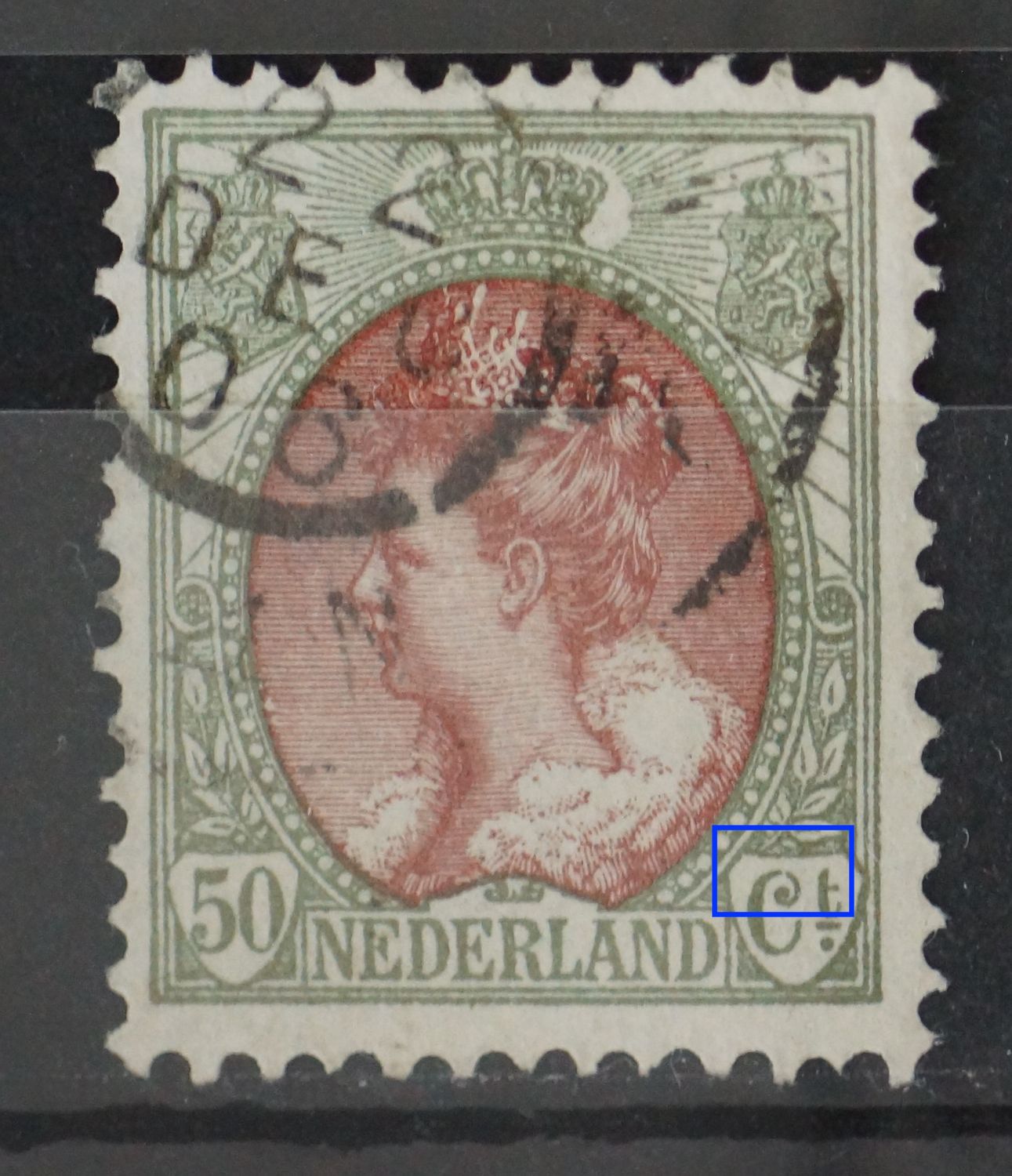 NVPH 74 - breuk in bovenzijde C van Ct. NVPH 74 - breuk in bovenzijde C van Ct.