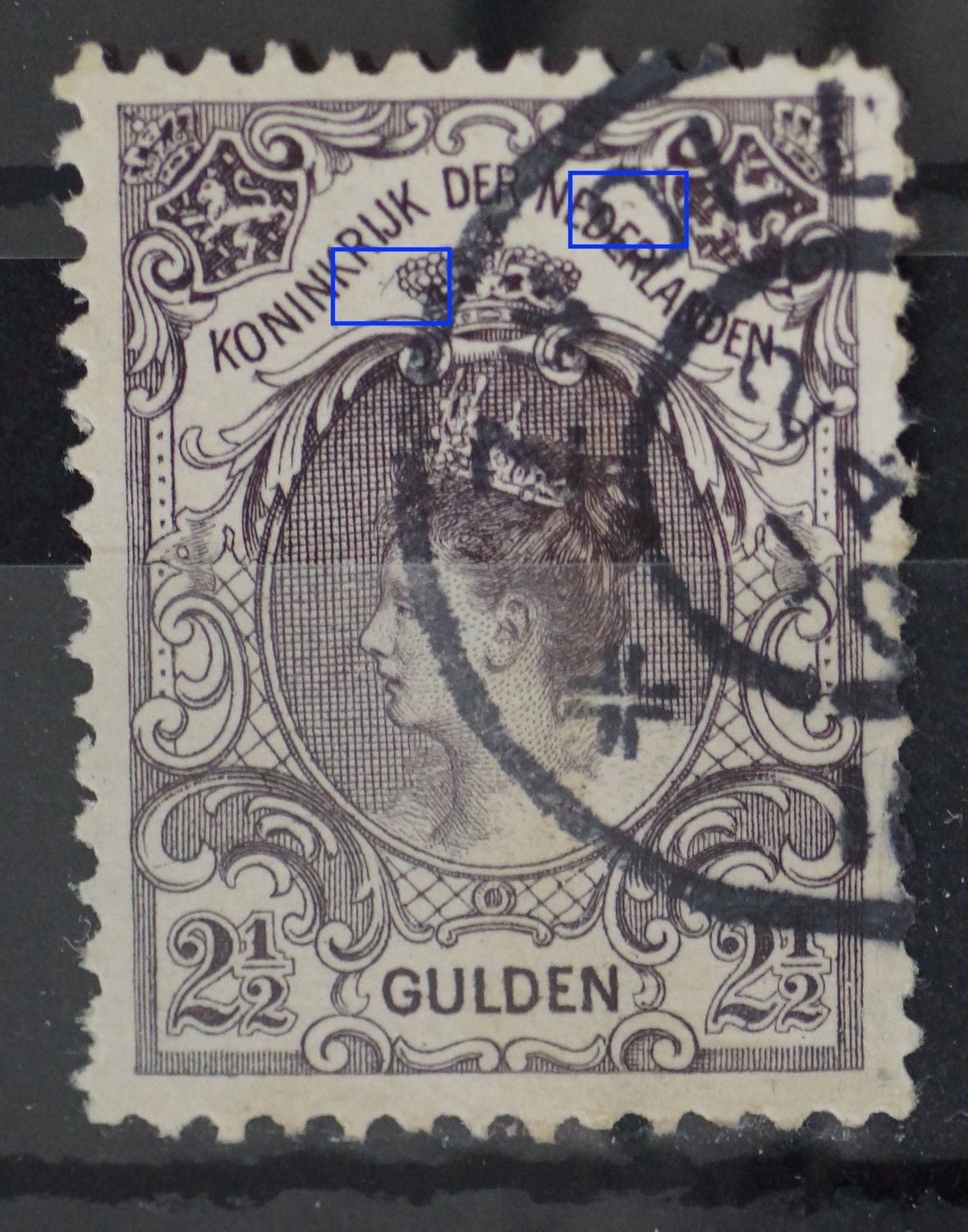 NVPH 78 - kras links aan de kroon en boven DE van NEDERLAND