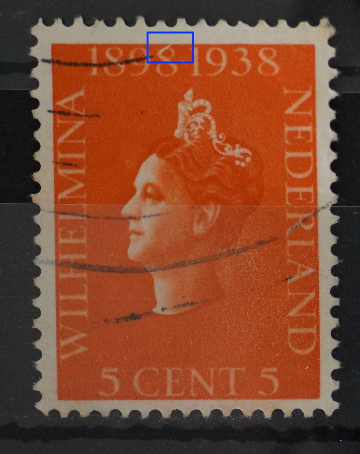 NVPH 311 - diagonale kras door de 2e 8 van 1898