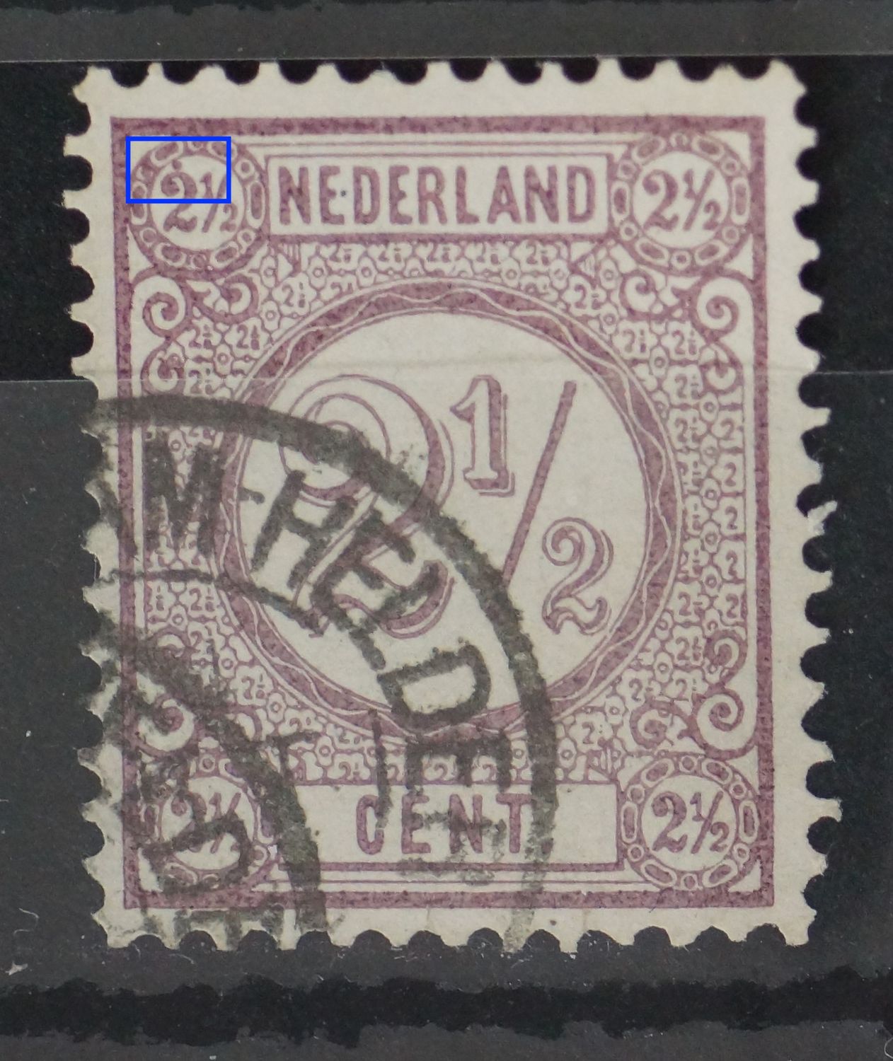 NVPH 33 - violette punt in waardeschild linksboven