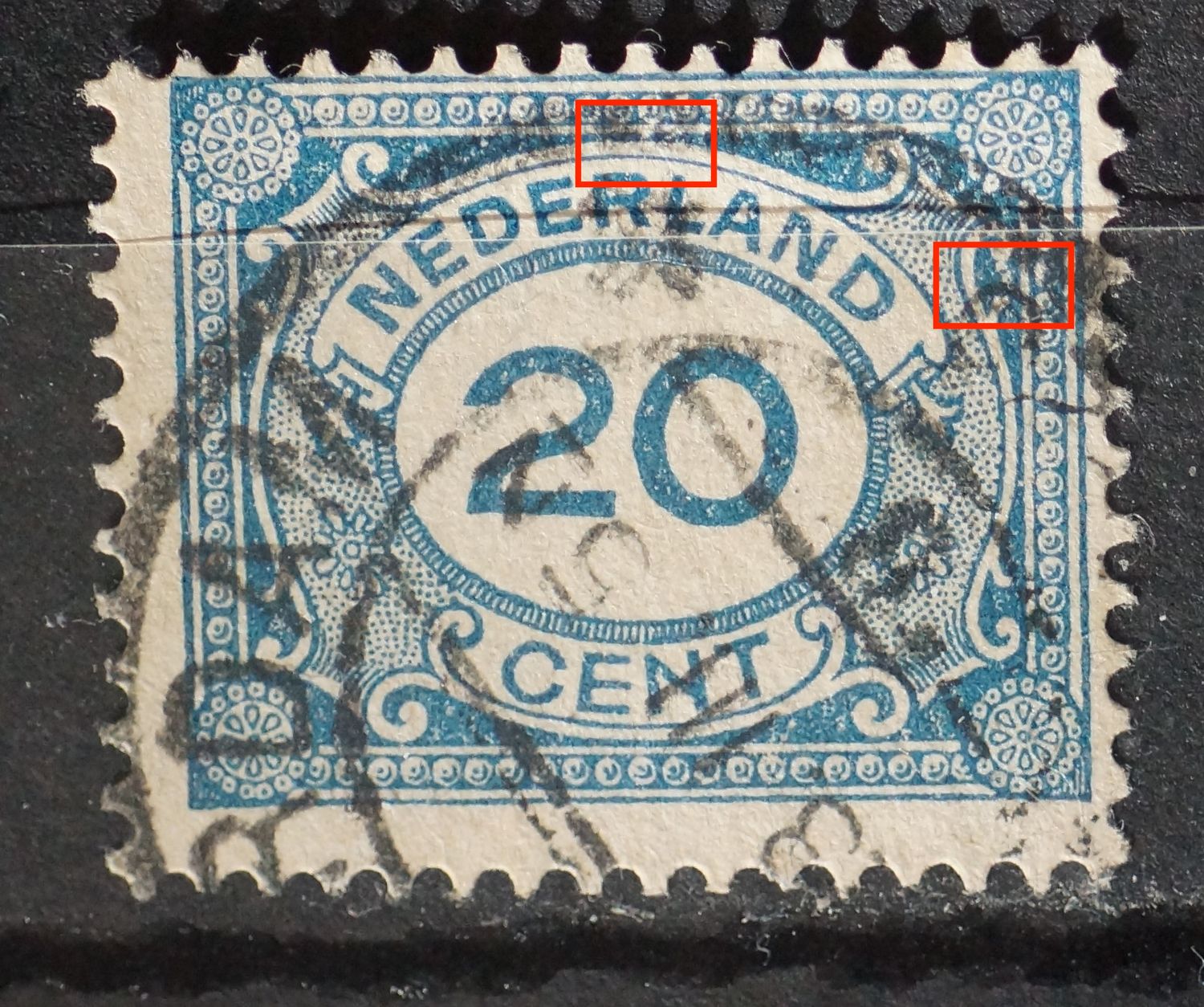 NVPH 109 - o.a. breuk boven de R van NEDERLAND