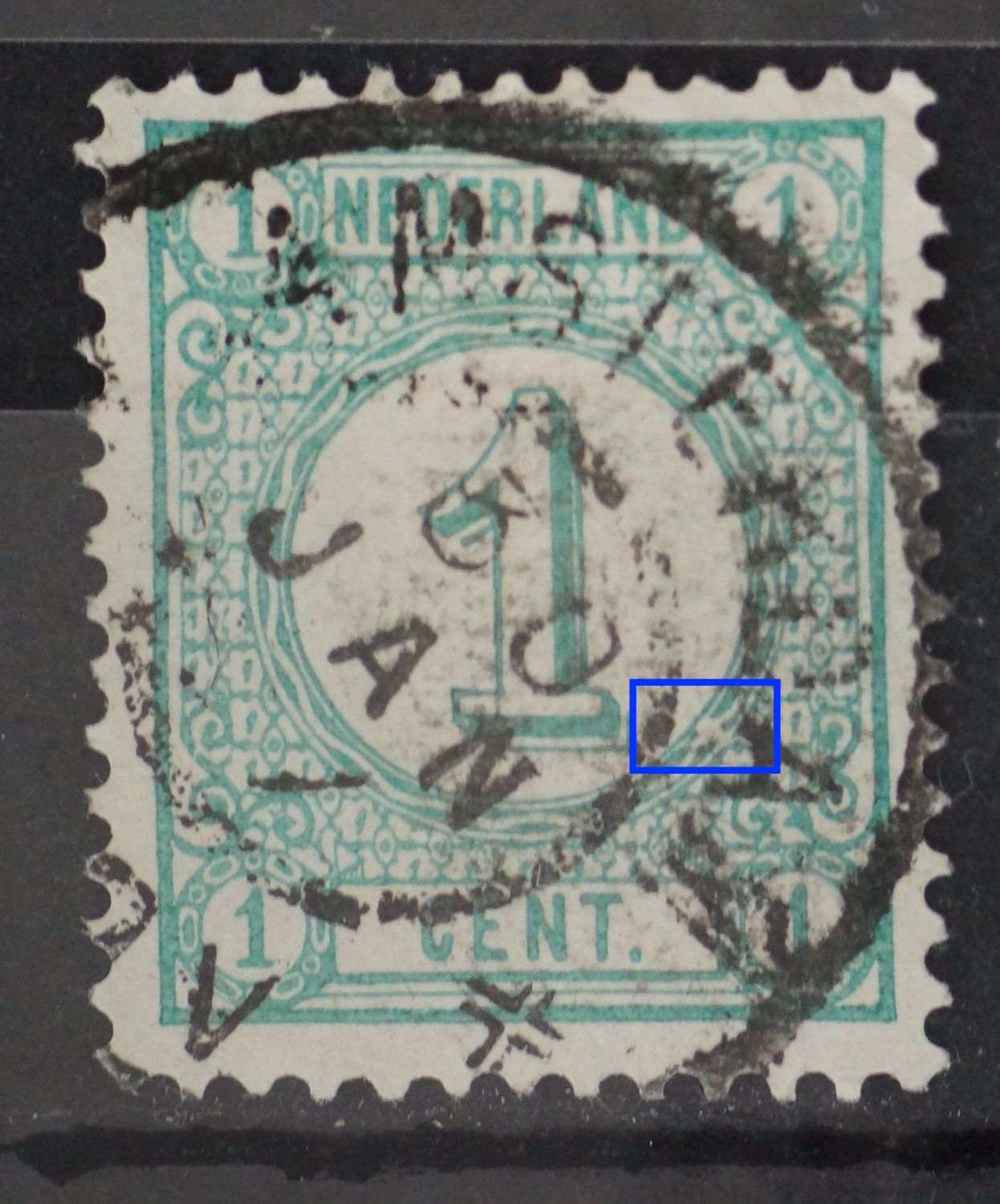 NVPH 31 - witte vlek in rand medaillon NVPH 31 - witte vlek in rand medaillon