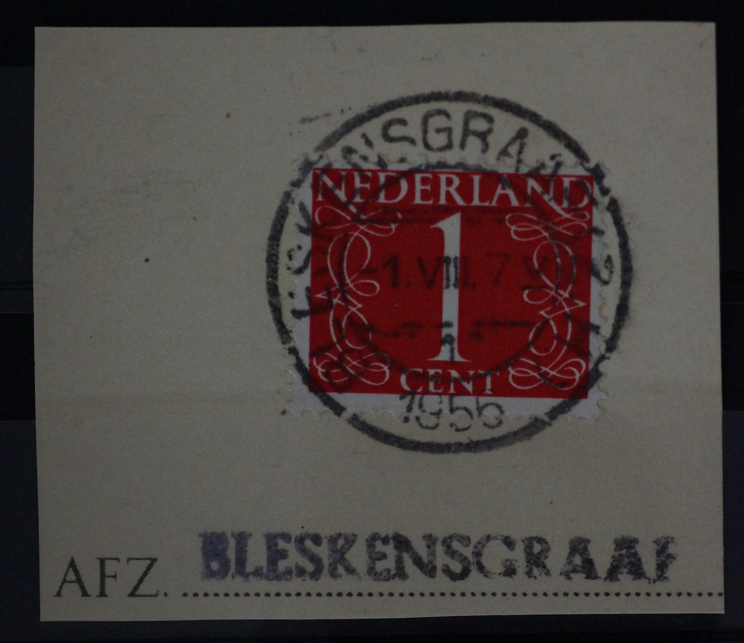 Bleskensgraaf 1 op NVPH 460, tevens kantoornaamstempel