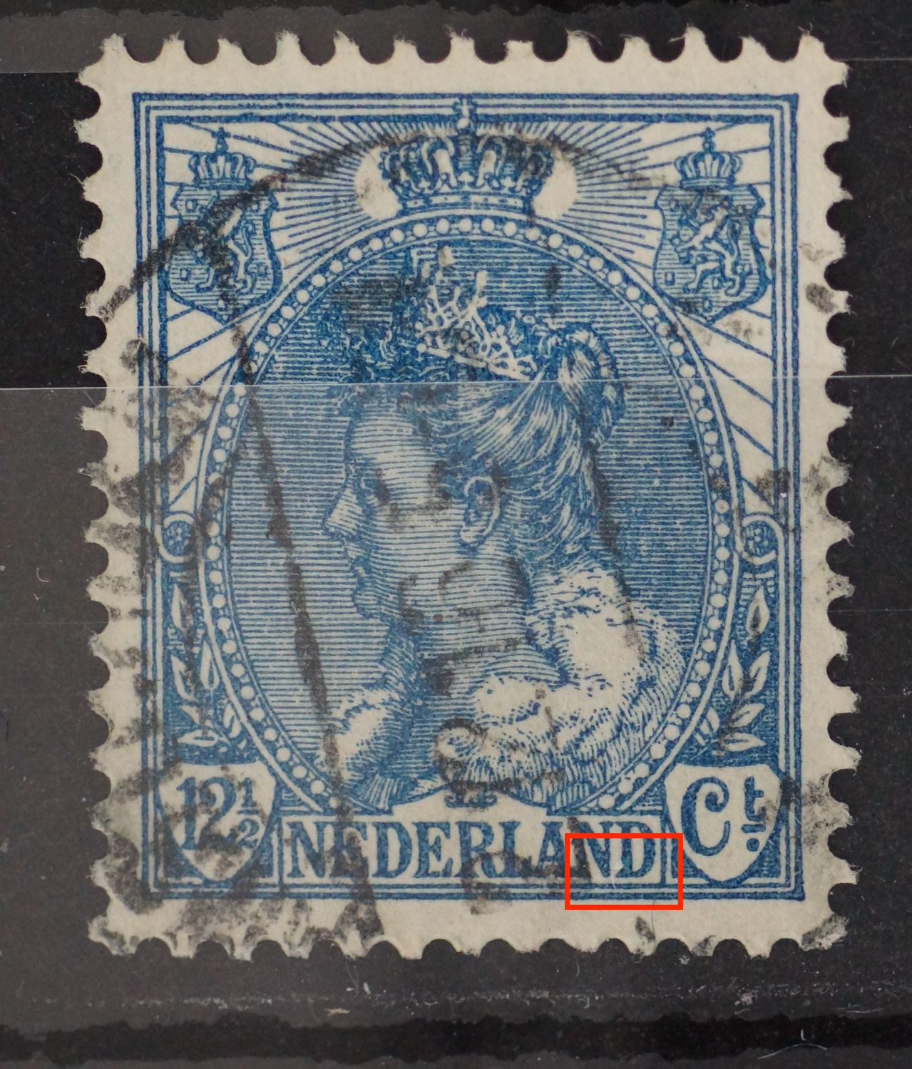 NVPH 63 - hapje uit de onderzijde 2e D van NEDERLAND