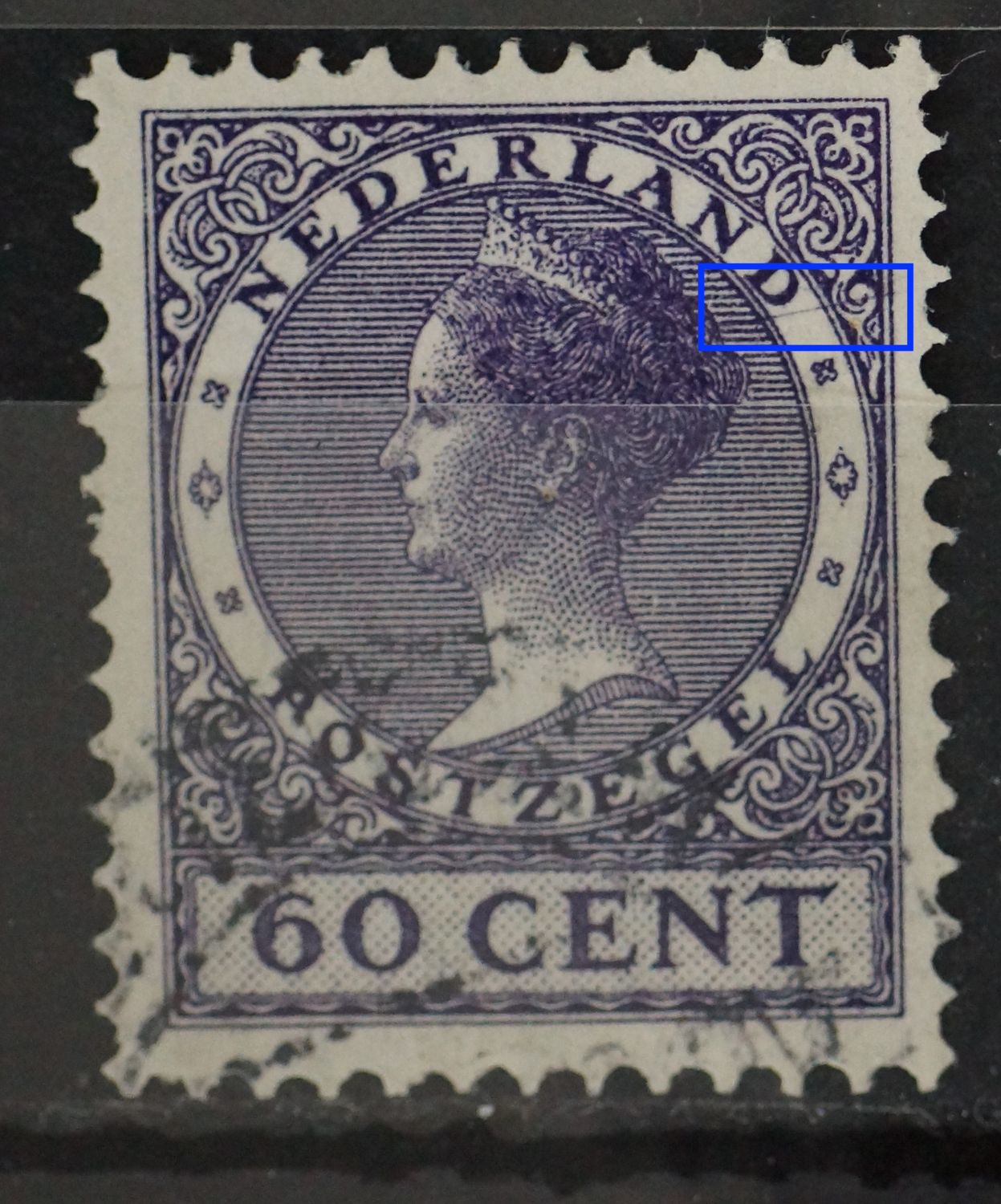 NVPH 162 - diagonale violette kras rechtsboven