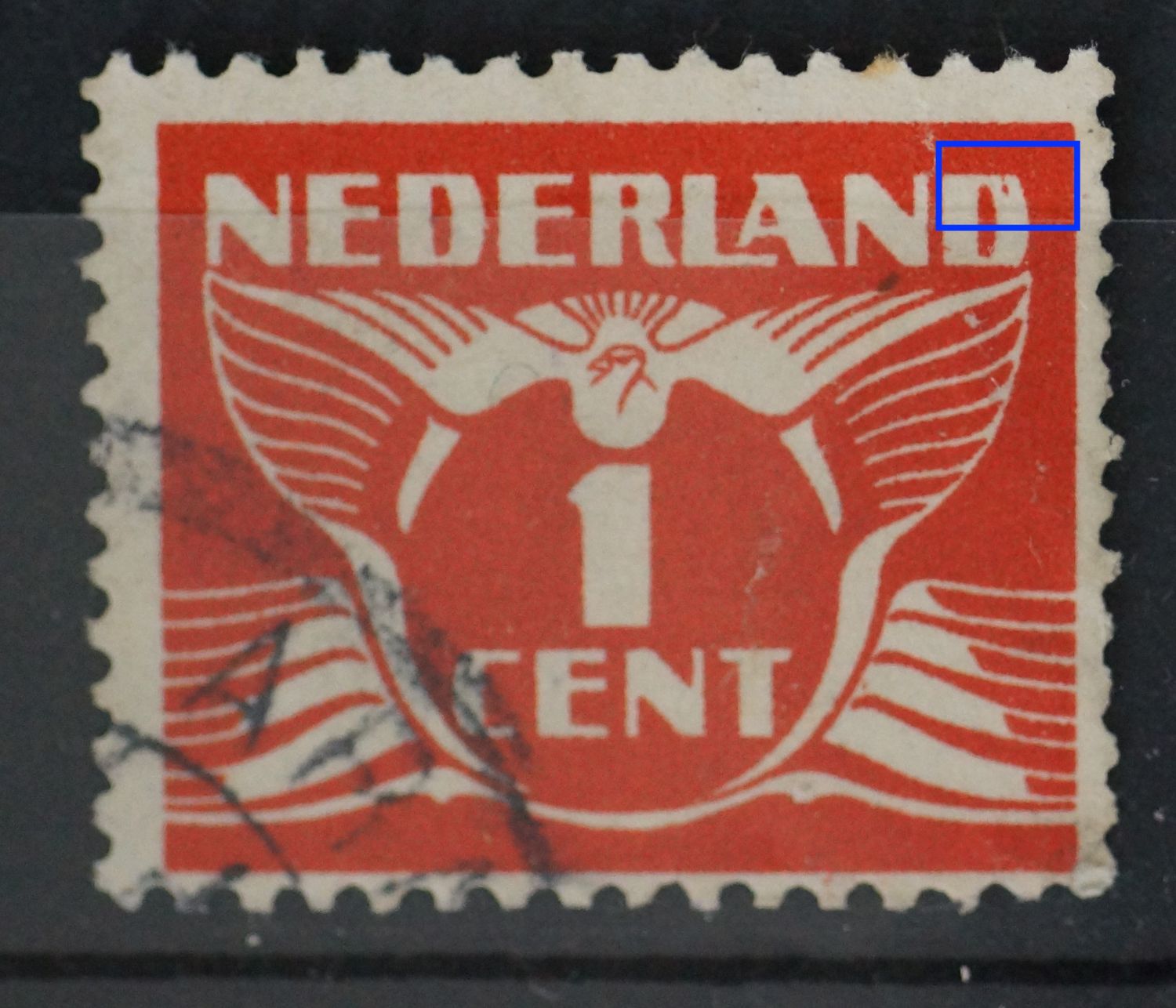 NVPH 170 - rode vlekken in de 2e D van NEDERLAND