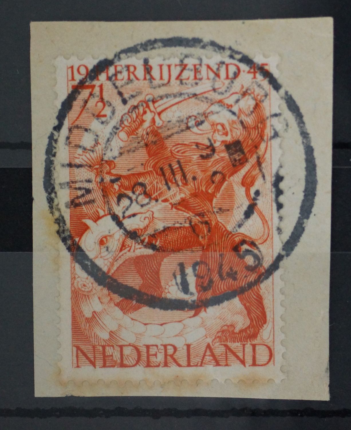 Middelburg 6 op NVPH 443 - open 4 van 1945 - vroeg!!