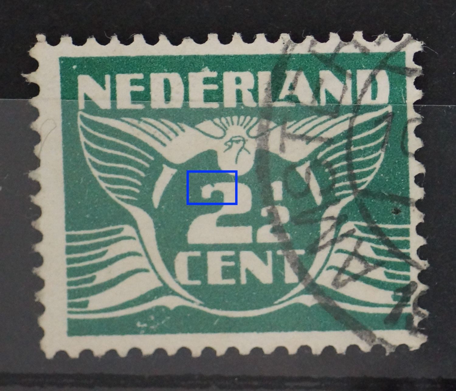 NVPH 174 - groene punt in de grote 2