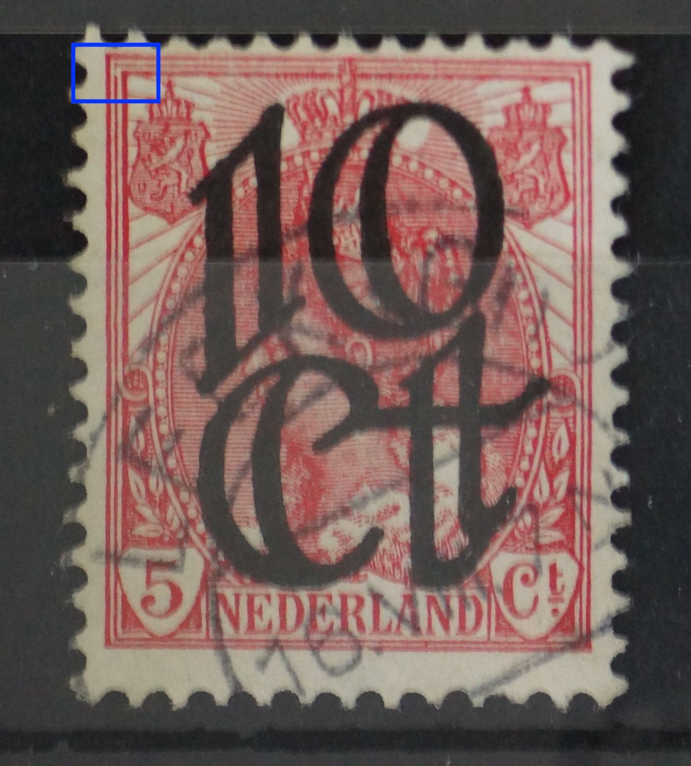 NVPH 117 - breuk in kaderlijn links, helemaal boven