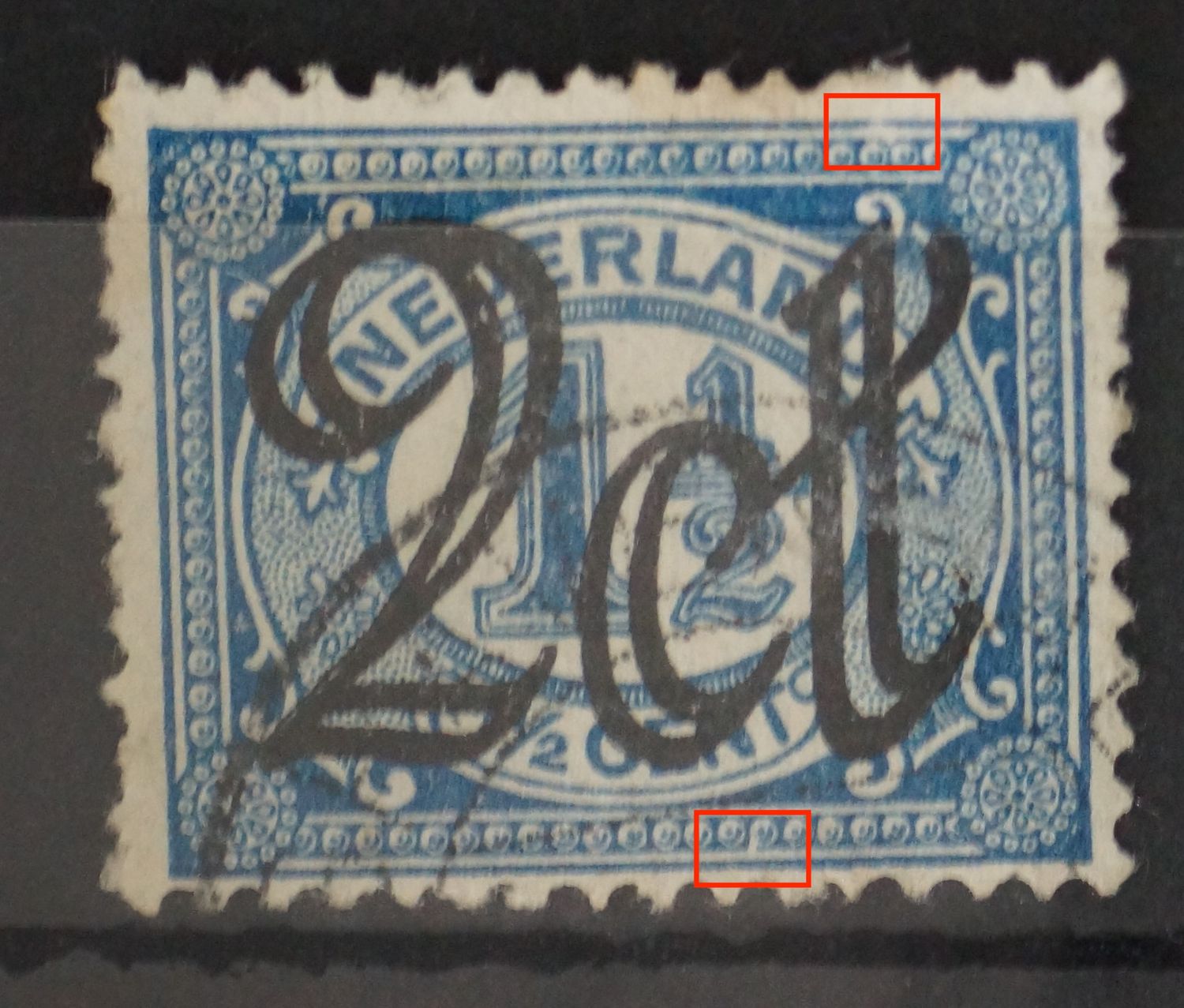 NVPH 115 - o.a. breuk in parelrand onder